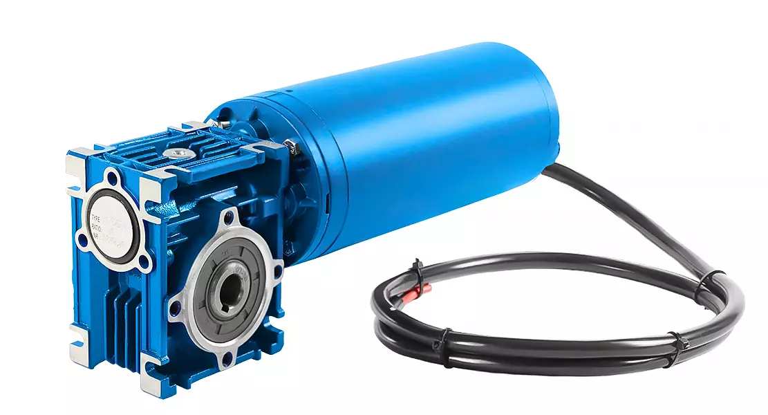 CMRV030 DC100-2, 12 V, 0,14 kW, 60 rpm, IP66-luokituksen mukainen kierukkavaihdemoottori